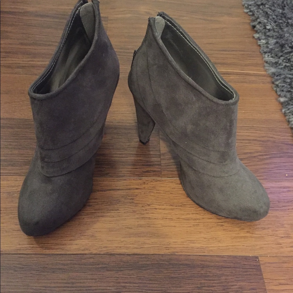 Grey heeled boots, rarely worn